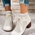 Mood 2025 Suvi Ankle Boots Kingad Naistele Keskmise Kontsaga Sandaalid K&uuml;ljel T&otilde;mblukuga Saapad L&otilde;ikega Hingavad Mujer Zapatos 35 beež