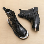 Meeste retro paksu tallaga platvorm punk saapad liftiga t&auml;navastiil suure peaga mootorrattasaapad k&otilde;rged saapad pluss suurus EU:46 must