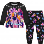 2 tk Filmi K-pops Deemonik&uuml;tid Kawaii Pidžaamakomplekt T&uuml;druk Cosplay &Ouml;&ouml;riided Anime Pikkade varrukatega topid+P&uuml;ksid F&auml;nnidele Halloweeni kingitus 140cm