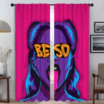 Abstraktne Naine Ps&uuml;hhedeelne Manda Varjunditega Kardinad Elutuppa Kardinrulood Vahesein Halloweeni Dekoratsioon T&uuml;ll Magamistuppa W50xH70cmx2pcs-CL