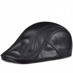 Meeste naturaalsest nahast baret - S&uuml;gis/talvine &otilde;huke lame m&uuml;ts keskealistele ja eakatele. Stiilne ja vabaaja isa nokkm&uuml;tsi disain. L (55-56cm) Adjustable must
