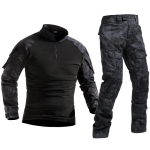 Tactical Frog Python Mustriga CP Kamuflaaž V&auml;litingimuste &Uuml;likond - Slim Fit, Kulumiskindel Treeningkomplekt Jacket 3XL black