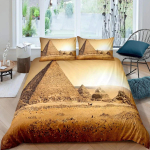 Muistsed Egiptuse p&uuml;ramiidid Voodipesukomplekt Klassikaline arhitektuur Tekikate Voodipesu King Twin Queen Double Pol&uuml;ester Tekikate 70x133cm 2pcs gray