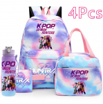 4 tk/komplekt Anime K-Pop tr&uuml;kitud seljakott, k&auml;ekott, pliiatsikott 750 ml veepudeliga teismelisele poisile/t&uuml;drukule, koolikott, suure mahutavusega raamatukott Mochila