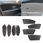 4 tk pehmest nahast k&auml;etoe kate Renault Megane 3 autole, siseukse k&auml;etoe paneeli nahkkate, kleebised, viimistlus t&ouml;&ouml;riistadega Door Armrest Black-r