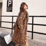 Naiste s&uuml;gis- ja talvine leopardmantel &otilde;huke imitatsioon karusnahast jope pikk, soe, paksendatud pl&uuml;&uuml;sis mantel 9XL leopardimustriline v&auml;rv