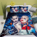 Animatsioonifilmi Joker Tekikott Padjap&uuml;&uuml;r 2/3 tk H-Harley Quinn Voodipesukomplekt T&auml;iskasvanud Poiss T&uuml;druk Magamistoa Kaunistus &Uuml;heinimese Kaheinimese EU Single(135*200cm)3pcs