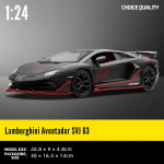 1:24 Lamborghini Aventador SVJ 63 Huracan STO Superauto Sulamist Valatud Mudelauto Metallheli ja Valgusega Kogumiseks Hobi S&uuml;nnip&auml;evakingitused must