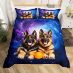 Koeraprindiga tekikott 3D Saksa lambakoera kutsika prindiga voodipesukomplekt lastele poistele t&uuml;drukutele lastele lemmiklooma loomateemaline tekikate EU Single(135*200cm)3pcs blue