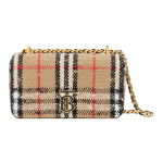Burberry Lola kott Eksklusiivne logo Magnetiline kinnisega Ruuduline Puuvilla-villasegu Mini &otilde;la-crossbody kott Naiste kotid Pruun 80630831 Basic Set (Bag+Dust Bag)