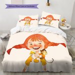 Pipi Pikkusukkade Muster Voodipesu, Tekikomplekt Tekikate Padjap&uuml;&uuml;r Kodu S&uuml;nnip&auml;evakingitus (1 * tekikott + 2 * padjap&uuml;&uuml;ri, ilma s&uuml;damikuta) 135x200cm orange