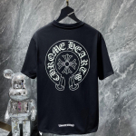 8702 CHROME HEARTS 2026 Suvi Uus K&otilde;rge Kvaliteediga Puuvillane &Uuml;mmarguse Kaelusega L&otilde;tv Suur Suurus Meeste ja Naiste T-s&auml;rk Paaride T-s&auml;rk S must