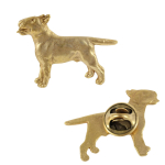 Bull Terrier, Bully I - Dog brooch in decorative box, elegant gold-plated pin, Art-Dog brand jacket pin beige