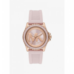 Michael Kors Suur Everest Roosakuldse Tooni ja Silikooniga K&auml;ekell MK7536 Heleroosa