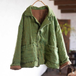 Johnature Naiste Vintage Allak&auml;&auml;ndekaelusega Pikkade Varrukatega Mantlid Kevad Hiina Stiilis Nuppudega Taskutega Naiste Mantlid One Size khaki