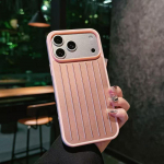Luksuslik &auml;ri alumiiniumisulamist pagasi telefoni&uuml;mbris iPhone 17 16 15 14 Pro Max jaoks 3D lainelise triibuga tagakaas koos kinkekarbiga For iPhone 17