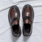 Kevad ja S&uuml;gis Br&auml;nd Briti Stiilis Meeste T&ouml;&ouml;kingad Moodsad ja Mugavad Uued Paksude Taldadega Klassikalised Suure Ninaga Nahast Kingad 38 pruun