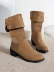 Vintage terava ninaga L&auml;&auml;ne-Cowboy n&ouml;&ouml;bitavad saapad Naistele S&uuml;gis Ruudukujuline nina Paks kand K&otilde;rged p&otilde;lviksaapad Naine Suede Kangas Pikk 36