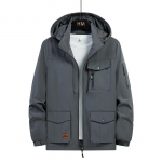 Meeste kevad-s&uuml;gis vabaaja tuulekindel kottis jope Meeste veekindel eemaldatav m&uuml;ts, mitme taskuga mantlid XL hall v&auml;rv