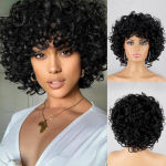 XINRAN Afro naiste suur lokkis l&uuml;hike parukas Blond pruun naturaalsest s&uuml;nteetilisest kiust l&uuml;hike lokkis laineline parukas igap&auml;evaseks kandmiseks Cosplay 30 CM