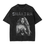 Shakira las mujeres ya no lloran maailmatuuri riided pestud t-s&auml;rgid unisex naiste t&auml;navar&otilde;ivad hip-hop t-s&auml;rgid tr&uuml;kitud l&uuml;hikeste varrukatega M black