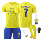 Riyadh Victorie Ronaldo Jalgpallis&auml;rgi Komplekt 2023/2024 Hooaeg Laste Spordir&otilde;ivad Kollane/Must Hingav Pol&uuml;ester ANUTETOUNI&reg; 100-110 CM kollane