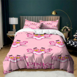 Laste T&uuml;drukute Tekikate Komplekt &Uuml;heinimese 3tk Roosa Panter Saade Voodipesu Komplekt Pehme Kerge Tekikate Padjap&uuml;&uuml;ridega 135x200cm