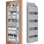 5-riiuliga rippuv hoiukorraldaja - Ukse taha, Kaldumisvastane, 5 suure mahutavusega taskut, Sobib magamistuppa, Vannituppa 40*17.5*145CM(5-layer) helehall v&auml;rv