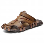 Mikrokiud Nahk Suvine Hingav Vabaaja Slip-on Lamedad Meeste Sandaalid Rannasandaalid Meeste Kingad Sandaalid Sandalen Heren Mugavus Pehme 38 khaki