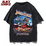 Meeste T-s&auml;rk Metall Punk B&auml;nd Judas Priest Painkiller L&uuml;hikeste Varrukatega Streetwear Harajuku Vabaaja Suured Suurused Puuvillased Topid Y2k R&otilde;ivad S mitmev&auml;rviline
