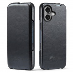 &Uuml;hilduv iPhone 17 korpuse jaoks Vertikaalne klapp PU nahk + PC telefoni kate must