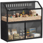 Hamsteripuur 2-in-1 hoiukapiga n&auml;rilistele S&uuml;&uuml;ria hamstrile ja hiirele Teras ja Akr&uuml;&uuml;l Must 104 x 41 x 102 cm