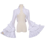 Klassikaline Lolita žakardist volangidega bolerojakk Elegantne gooti pikkade varrukatega kihiline volangidega &otilde;lakate pealmine osa Vintage paleejakk Uus XS valge
