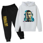 Ronaldo CR7 Prindiga Jalgpalli Iidol R&otilde;ivad Laste Huppari 2 tk Komplekt P&uuml;kstega &Uuml;likond Laste Poiste Treening&uuml;likond T&uuml;drukute R&otilde;ivad Sporditreening&uuml;likonnad 100 white