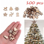 100 tk naturaalsest puidust DIY j&otilde;ulupuu rippuvad ehted ripatskingitused
