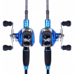 Baitcastingi &otilde;ngeritv ja rullikombinatsioonid heitgaas ja 18BB Baitcaster Reel Bass kalastustarbed Rod with Left Reel sinine