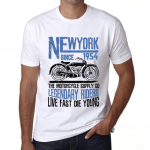 Meeste Vintage T-s&auml;rk Graafilise Tr&uuml;kiga T-s&auml;rk New York Mootorratas Alates 1954 Valge XS valge