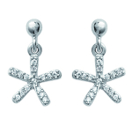 Les Tr&eacute;sors De Lily [K7703] - h&otilde;bedased k&otilde;rvar&otilde;ngad  Stars  h&otilde;bevalged (roodiumiga kaetud) - 15x9 mm valge