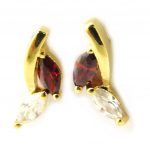 Les Tr&eacute;sors De Lily [M6998] - Boucles Plaqu&eacute; Or 'Celestina' rouge blanc - 12x5 mm kuld