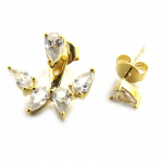 Les Tr&eacute;sors De Lily [M9920] - Lobe d'oreille + boucle plaqu&eacute; or 'Sissi' blanc kuld