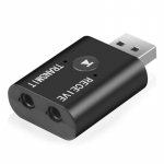 VAORLO Bluetooth 5.0 helivastuv&otilde;tja saatja mini 3,5 mm pesa AUX USB stereomuusika juhtmevaba adapter teleri jaoks auto arvuti k&otilde;rvaklapid BT must