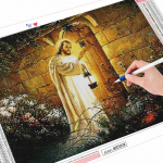 5D t&auml;isruudu teemantmaal Jeesuse k&auml;sit&ouml;&ouml;komplekt Teemanttikandid Religioon Mosaiik Uksekunst Rhinestone kodukaunistus Full Round (20X30CM)