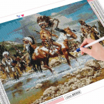 Teemantmaali uus portree indiaanlaste isetegemine teemanttikandid ristpistes hobusepildid kivikividest k&auml;sitsi valmistatud kingitus Full Round (20X30CM)