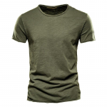 Kasuta kaelkirjakut Kvaliteetne Elasticity T-s&auml;rk Meeste O-kaelusega Slim Fit 100% puuvillane T-s&auml;rk Mood l&uuml;hikeste varrukatega T-s&auml;rk Meeste topid vabaaja T-s&auml;rk M armee roheline v&auml;rv