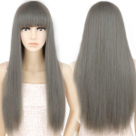 LISI HAIR Pikad sirged parukas, hall tukkidega S&uuml;nteetiline juusteparukas naistele Kuumakindel Cosplay parukas &Uuml;hev&auml;rviline parukas