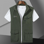 Meeste Vestid Jakk Vest Suvi Spordi Mitme Taskuga techwear jaqueta masculina Ronimine Matkamine T&ouml;&ouml; Kalap&uuml;&uuml;k Varrukateta XXXXXL roheline