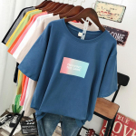 Hirsionsani esteetiline tr&uuml;kitud T-s&auml;rk naiste Korea Harajuku lahtine suvine puuvillane T-s&auml;rk Chic Plus Size T-s&auml;rk vabaaja naiste topid M valge