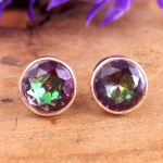 M&uuml;stiline topaas h&otilde;bedane naastk&otilde;rvar&otilde;ngas, h&otilde;bedane amulett ehted, naiste ehted, 925 sterlingh&otilde;be k&auml;sitsi valmistatud ehted