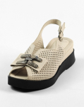 Perforeeritud sandaalid Evromoda 801759 36 Helehall nahk 37 helehall v&auml;rv