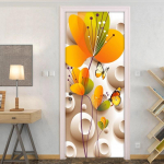 3D liblikas lill Uksekleebised Veekindel k&uuml;lmik Kleebised Uksesein Koori Isekleepuv tapeet PVC Kleebis Eemaldatav Seinakleebis 50X125cm